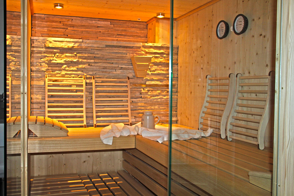 Sauna Innenansicht im Ferienhaus Lettwieshof in Furtwangen im Schwarzwald