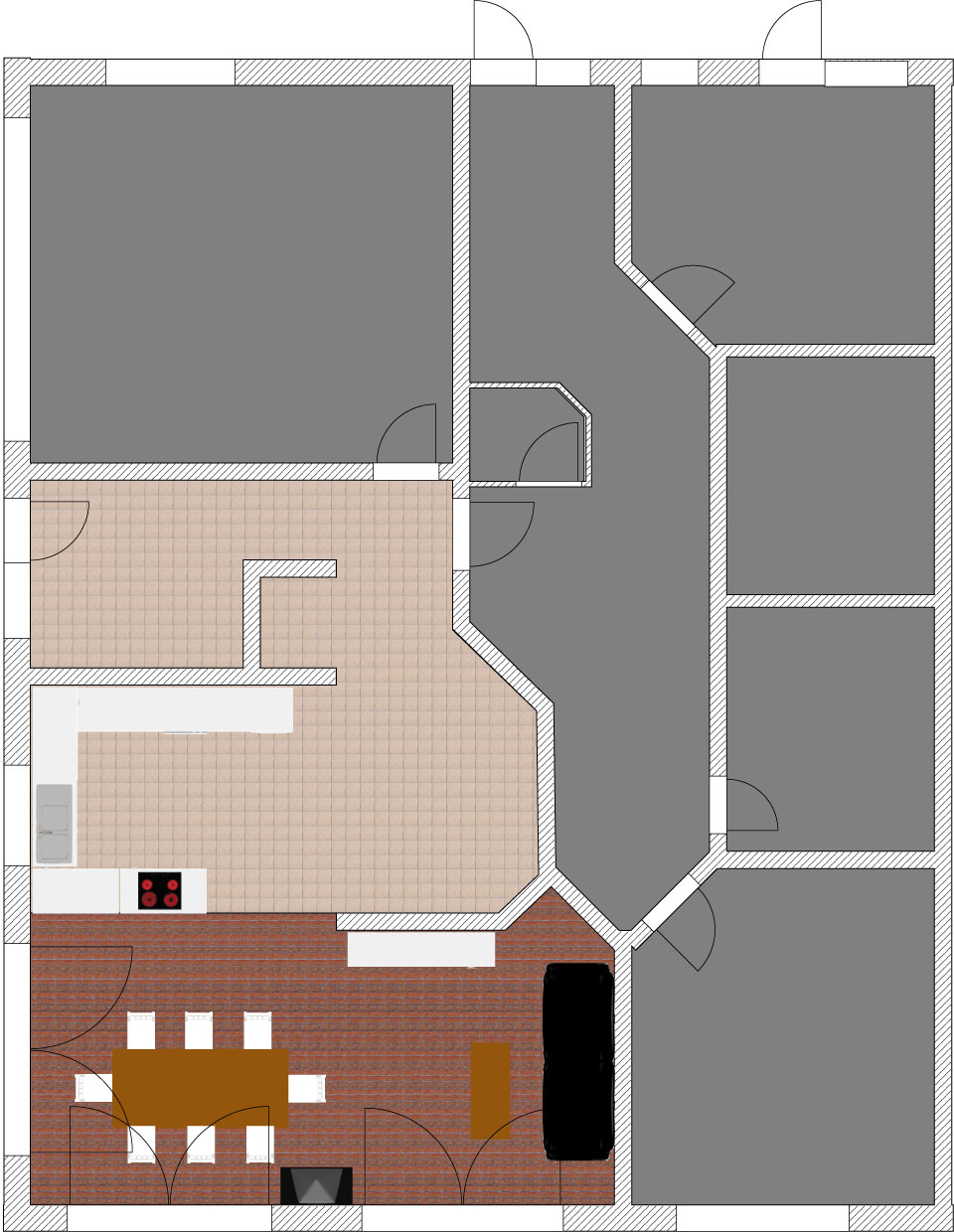 Grundriss der Ferienwohnung Terrassensuite im Erdgeschoss