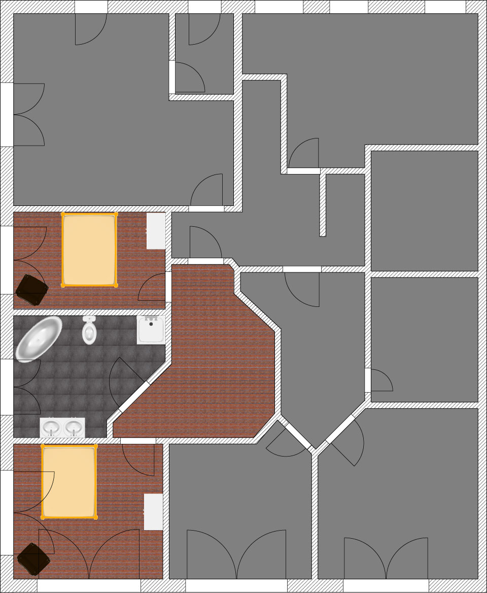 Grundriss der Ferienwohnung Terrassensuite im Obergeschoss